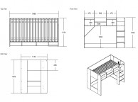 Flair Furnishings Wizard Junior White High Sleeper Workstation Thumbnail