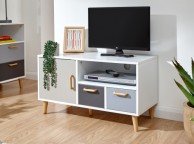 GFW Delta Small TV Unit in White and Grey Thumbnail