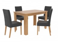 LPD Atlanta Oak Finish Dining Table With 4 Anna Grey Chairs Thumbnail
