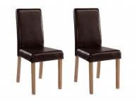 LPD Oakridge Pair Of Brown Faux Leather Dining Chairs Thumbnail