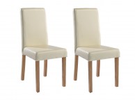LPD Oakridge Pair Of Cream Faux Leather Dining Chairs Thumbnail