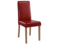 LPD Oakridge Pair Of Red Faux Leather Dining Chairs Thumbnail