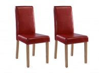 LPD Oakridge Pair Of Red Faux Leather Dining Chairs Thumbnail