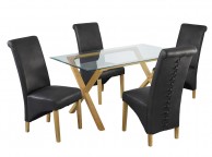 LPD Treviso Pair Of Black Faux Leather Dining Chairs Thumbnail