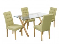 LPD Roma Pair Of Green Fabric Dining Chairs Thumbnail