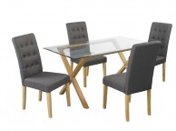 LPD Roma Pair Of Grey Fabric Dining Chairs Thumbnail