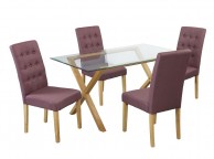 LPD Roma Pair Of Plum Fabric Dining Chairs Thumbnail