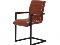 LPD Montana Pair Of Tan Faux Leather Carver Dining Chairs Thumbnail