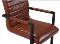 LPD Montana Pair Of Tan Faux Leather Carver Dining Chairs Thumbnail