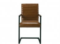 LPD Montana Pair Of Tan Faux Leather Carver Dining Chairs Thumbnail