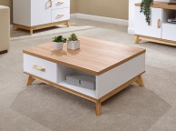 GFW Nordica 2 Drawer Coffee Table in Oak and White Thumbnail