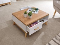 GFW Nordica 2 Drawer Coffee Table in Oak and White Thumbnail