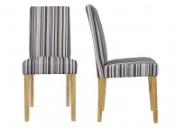 LPD Lorenzo Pair Of Striped Fabric Dining Chairs Thumbnail