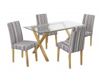 LPD Lorenzo Pair Of Striped Fabric Dining Chairs Thumbnail