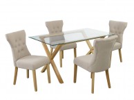 LPD Naples Pair Of Beige Fabric Dining Chairs Thumbnail