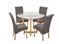 LPD Valencia Glass Dining Set With 4 Amelia Chairs In Grey Thumbnail