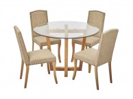 LPD Valencia Glass Dining Set With 4 Evesham Chairs In Beige Thumbnail