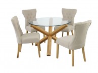 LPD Oporto Medium Size Dining Table Set With 4 Naples Beige Chairs Thumbnail