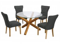 LPD Oporto Medium Size Dining Table Set With 4 Naples Grey Chairs Thumbnail