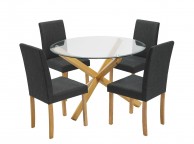 LPD Oporto Medium Size Dining Table Set With 4 Anna Grey Chairs Thumbnail