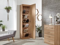 GFW 180cm Mirrored Shoe Cabinet in Oak Finish Thumbnail