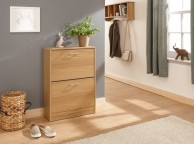 GFW Stirling Two Tier Shoe Cabinet in Oak Finish Thumbnail