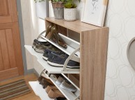 GFW Stockholm Two Tier Shoe Cabinet White Oak Effect Thumbnail