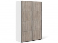 FTG Verona White And Truffle Oak Sliding Door Wardrobe (120cm 5 x Shelf) Thumbnail