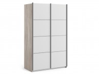 FTG Verona Truffle Oak And White Sliding Door Wardrobe (120cm 5 x Shelf) Thumbnail