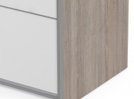 FTG Verona Truffle Oak And White Sliding Door Wardrobe (120cm 5 x Shelf) Thumbnail