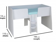 Kidsaw Loft Station 3ft Single White Wooden Cabin Bed Thumbnail
