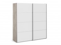 FTG Verona Truffle Oak And White Sliding Door Wardrobe (180cm 5 x Shelf) Thumbnail