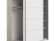 FTG Verona Truffle Oak And White Sliding Door Wardrobe (180cm 5 x Shelf) Thumbnail