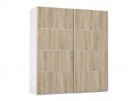 FTG Verona White And Oak Finish Sliding Door Wardrobe (180cm 5 x Shelf) Thumbnail