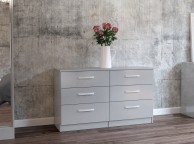 Birlea Lynx Grey Gloss 6 Drawer Wide Chest of Drawers Thumbnail