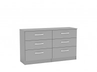 Birlea Lynx Grey Gloss 6 Drawer Wide Chest of Drawers Thumbnail