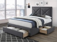 Limelight Cezanne 4ft6 Double Dark Grey Fabric Bed Frame With Drawers Thumbnail