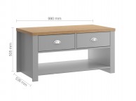 Birlea Winchester 2 Drawer Coffee Table In Grey And Oak Thumbnail