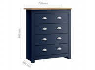Birlea Winchester 4 Drawer Navy Blue In Grey And Oak Thumbnail