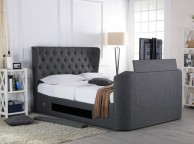 Emporia Avebury 5ft Kingsize Grey Fabric Ottoman TV Bed Thumbnail