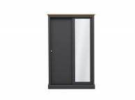 LPD Devon Charcoal Finish 2 Door Sliding Wardrobe With Mirror Thumbnail