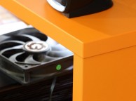 Flair Furnishings Power Y Gaming Desk In Black And Orange Thumbnail