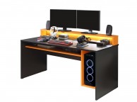 Flair Furnishings Power Y Gaming Desk In Black And Orange Thumbnail