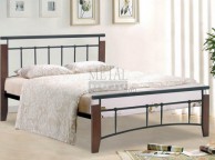 Metal Beds Kentucky 4ft (120cm) Small Double Black and Antique Oak Bed Frame Thumbnail