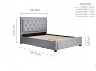 Birlea Woodbury 5ft Kingsize Grey Fabric Bed Frame With 4 Drawers Thumbnail