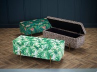 LPD Lola Palm Print Ottoman Storage Box Thumbnail