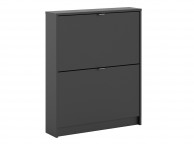 FTG Shoes 2 Tier 1 Layer Shoe Cabinet In Matt Black Thumbnail