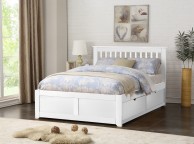 STORE CLEARANCE Flintshire Pentre 4ft6 Double White Finish Bed With Drawers Thumbnail