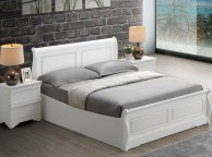White wooden top ottoman bed frame