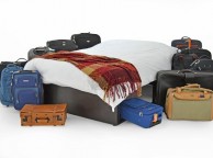 Metal Beds Bottomless Pit 4ft6 Double Brown Faux Leather Bed Frame Thumbnail